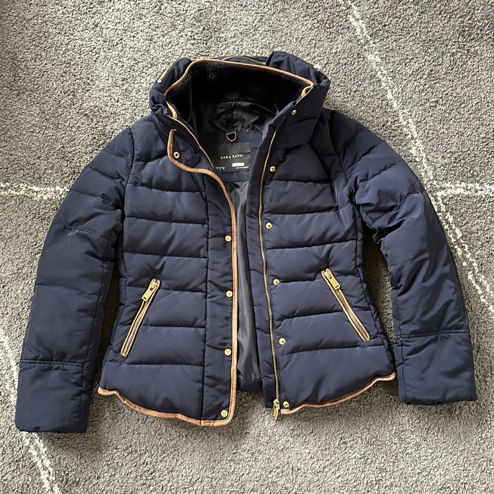 Zara Navy Puff Coat